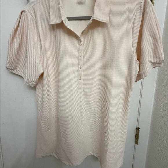 CALIA Ribbed Cream Polo Shirt - Picture 2 of 4